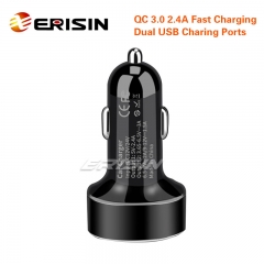 Erisin ES050 QC 3.0 Quick Car Charger Travel Dual USB 2.4A LED Fast Smart For iPhone Android