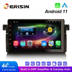 Erisin ES8696B 9" Android 11.0 Auto Radio Car Multimedia Player Built-in 4G WiFi CarPlay & Auto GPS System For BMW E46 M3 Rover 75
