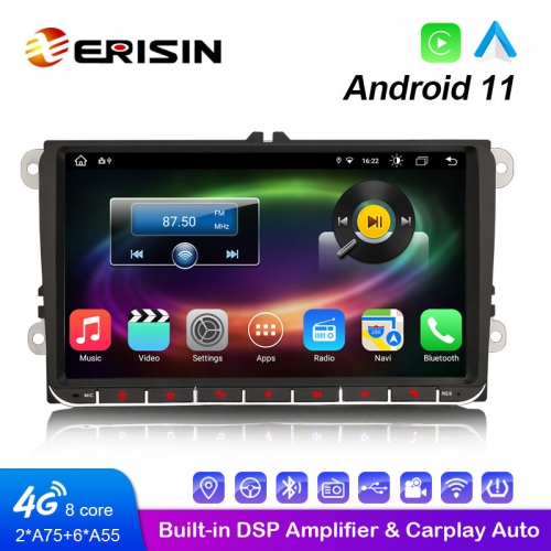 Erisin ES8691V 9 inch Android 11.0 Car Multimedia Player Built-in 4G WiFi CarPlay & Auto Radio GPS System For VW Caddy Jetta Amarok EOS Tiguan Beetle