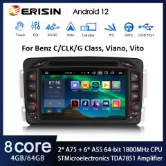 Erisin ES8563C 7" DSP Android 12.0 Car Stereo For Mercedes Benz Viano Vito G-Class W463 C-Class W203 CLK W209 CarPlay Auto GPS 4G DAB+ DVD