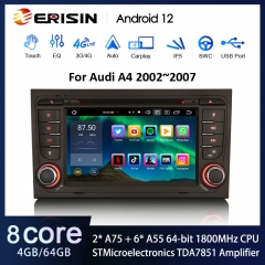 Erisin ES8578A 7" Android 12.0 Car DVD Stereo For Audi A4 DSP CarPlay & Auto 4G LTE Slot IPS BT5.0 TDA7851 GPS